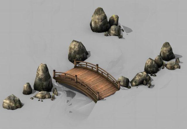 war corps - river wooden bridge stone 01 Modèle 3D .c4d .max .obj .3ds .fbx .stl .blend 