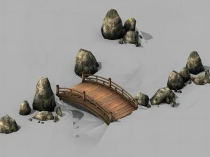 war corps - river wooden bridge stone 01 3D Model