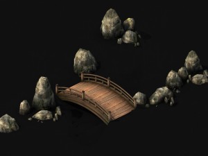war corps - river wooden bridge stone 01 Modèle 3D