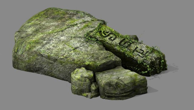 covered with moss - stone 01 3D-Modell .c4d .max .obj .3ds .fbx .stl .blend 