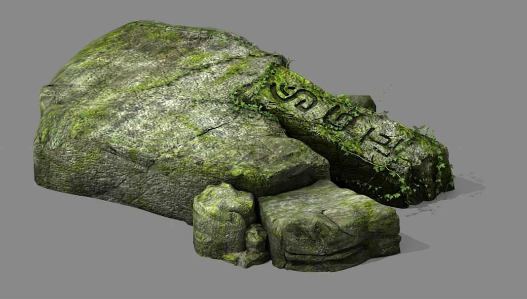 covered with moss - stone 01 3D Model .c4d .max .obj .3ds .fbx .stl .blend 