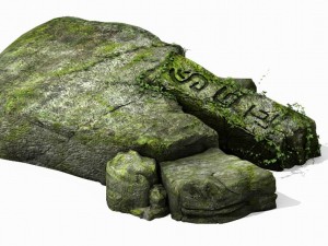 covered with moss - stone 01 3D-Modell