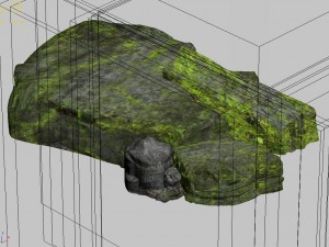 covered with moss - stone 01 3D-Modell