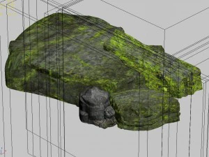 covered with moss - stone 01 3D Model