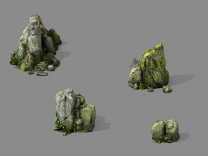 covered with moss - stone 02 3D Model