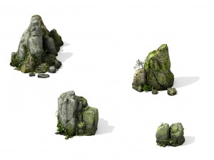 covered with moss - stone 02 3D Model