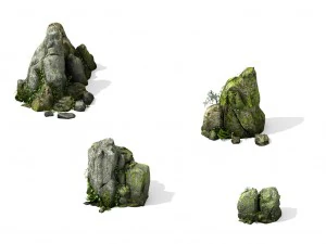 covered with moss - stone 02 3D Model