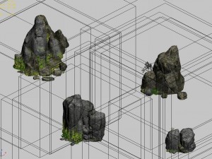 covered with moss - stone 02 3D Model
