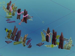 broken - wooden bar 1-3 3D Model