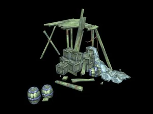 nightmare bay - wooden casks 3D Model