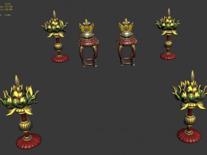 ancient capital buildings - palace lotus lantern - stools 3D Model