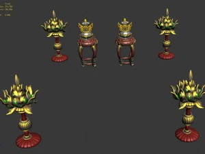 ancient capital buildings - palace lotus lantern - stools 3D Model
