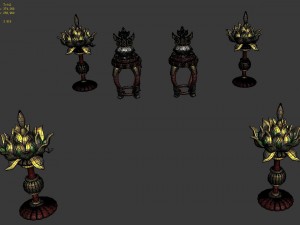 ancient capital buildings - palace lotus lantern - stools 3D Model