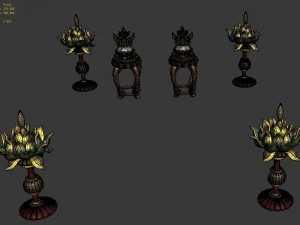 ancient capital buildings - palace lotus lantern - stools 3D Model