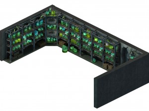 church hospital - chemical wooden racks 02 Model 3D