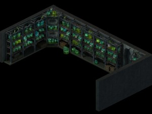 church hospital - chemical wooden racks 02 3D Model