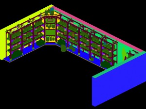 church hospital - chemical wooden racks 02 3D Model