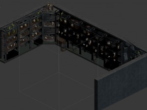 church hospital - chemical wooden racks 02 3D Model