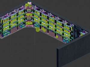 church hospital - chemical wooden racks 02 3D Model
