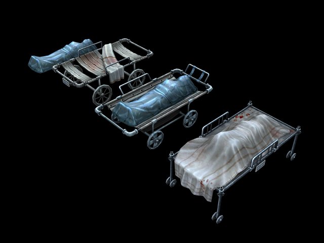 church hospital - body cart 01 3D 모델 .c4d .max .obj .3ds .fbx .stl .blend 