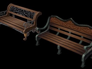 church hospital - benches 01 3D 모델
