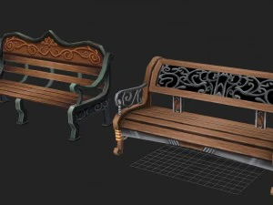 church hospital - benches 01 3D Model