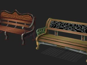 church hospital - benches 01 3D Model