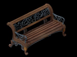 church hospital - benches 03 3D Модель