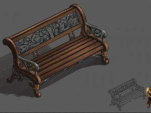 church hospital - benches 03 3D Model