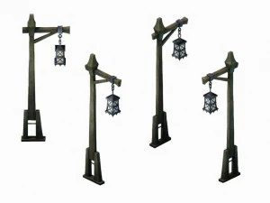 wycie wyżyn - światła - drewniany bar 01 Model 3D