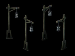 howling highlands - lights - wooden bar 01 3D Model
