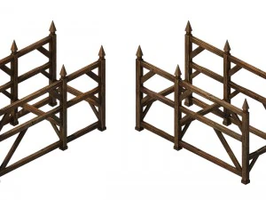 майданчик для перегонів - дерев'яний брус 01 3D Модель