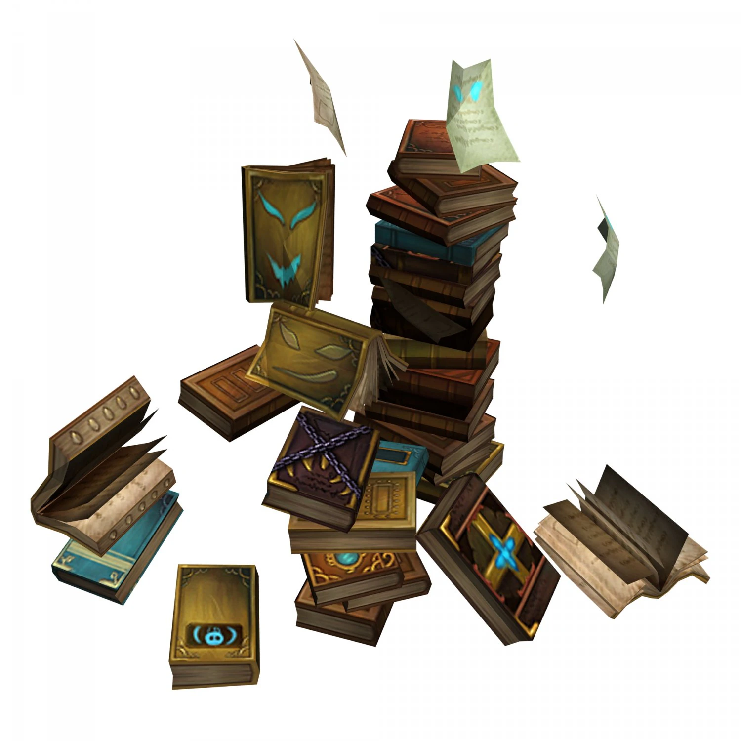 library - heap of messy books with ghosts 3D Model .c4d .max .obj .3ds .fbx .stl .blend 