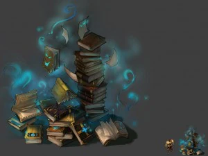 library - heap of messy books with ghosts 3D Model
