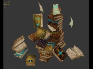library - heap of messy books with ghosts 3D Model