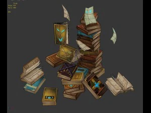library - heap of messy books with ghosts 3D Model