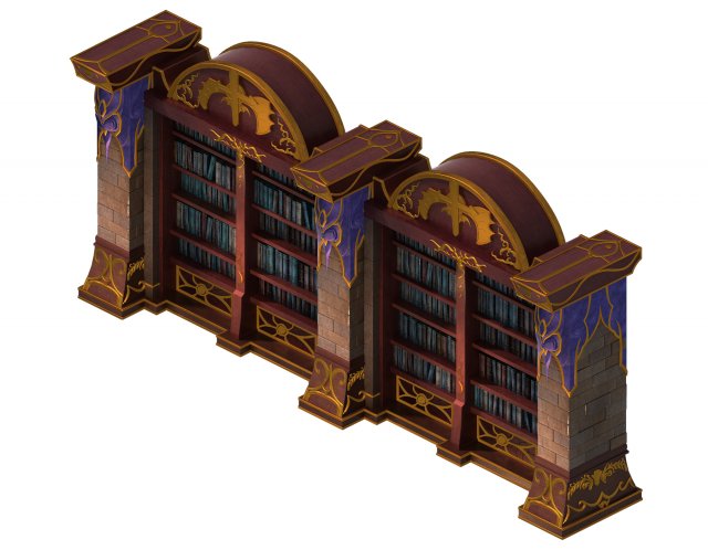 library - bookcase 01 3D Model .c4d .max .obj .3ds .fbx .stl .blend 