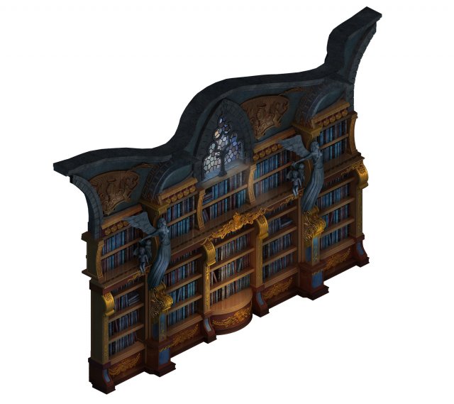 library - shelves wall 01 3D मॉडल .c4d .max .obj .3ds .fbx .stl .blend 