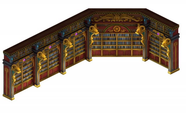 library - bookcase wall corner 01 Modello 3D .c4d .max .obj .3ds .fbx .stl .blend 