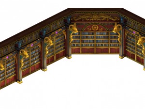 library - bookcase wall corner 01 Modelo 3D