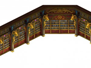 k&uuml;t&uuml;phane - kitaplık duvar k&ouml;şesi 01 3D Model