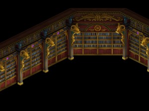 library - bookcase wall corner 01 Modello 3D