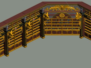 library - bookcase wall corner 01 Modello 3D
