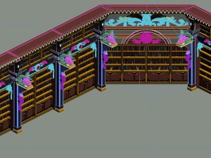 library - bookcase wall corner 01 Modello 3D
