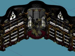 library - bookcase wall corner 02 3D Model
