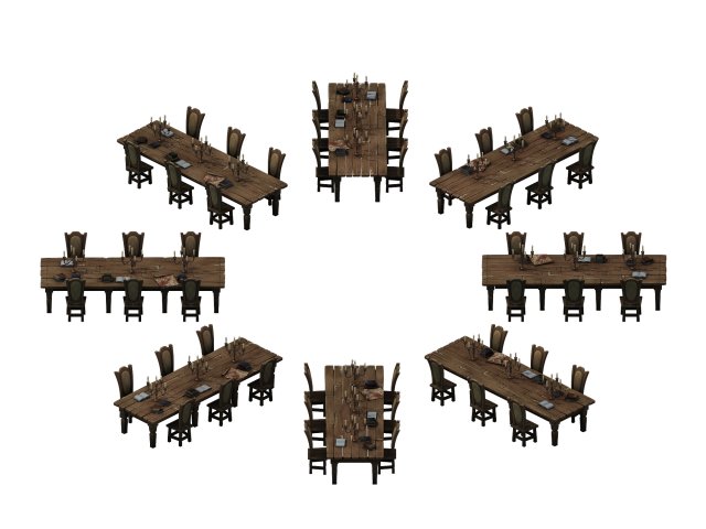 library - reading tables and chairs 01 Modèle 3D .c4d .max .obj .3ds .fbx .stl .blend 