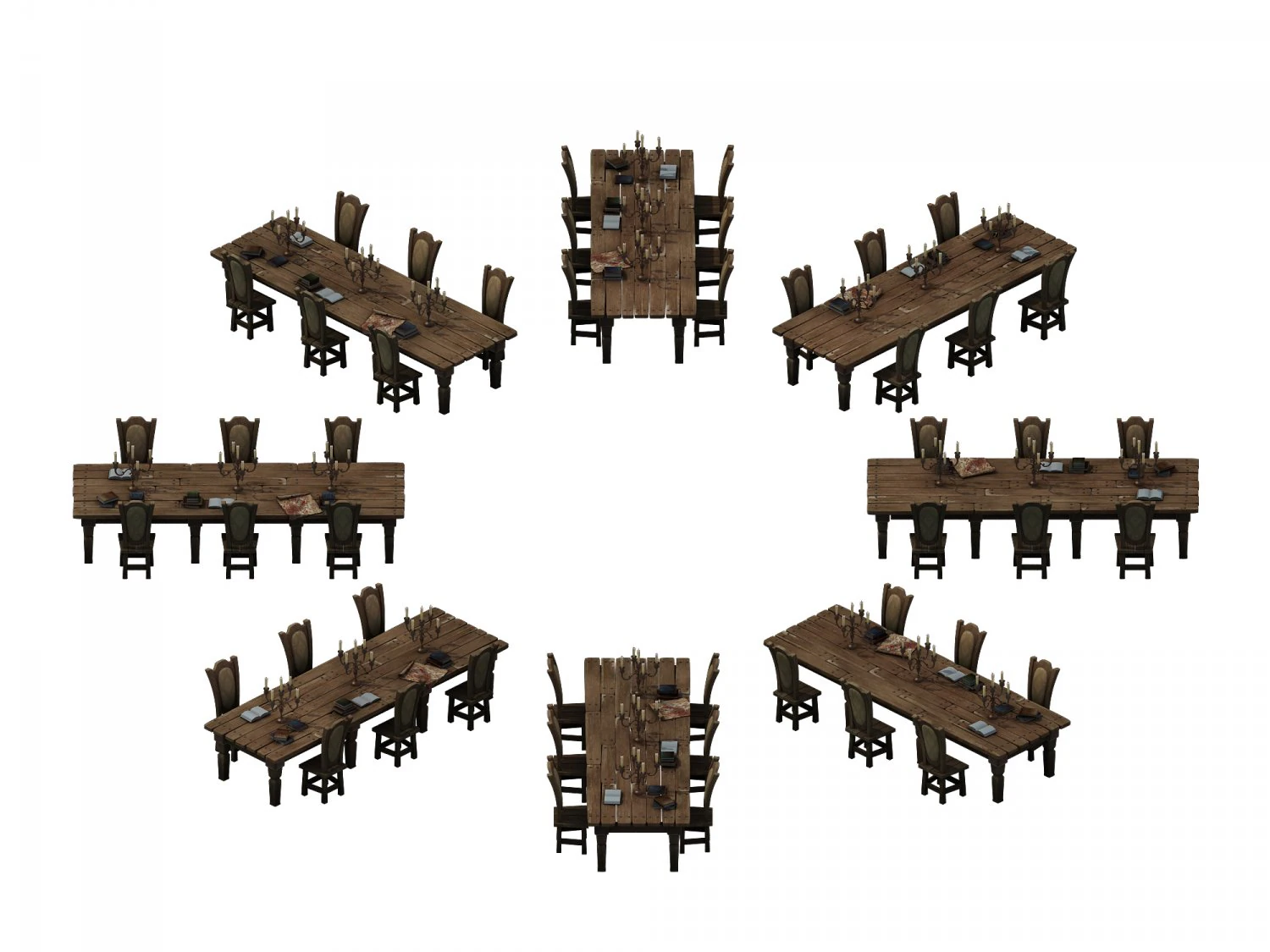 library - reading tables and chairs 01 3D Model .c4d .max .obj .3ds .fbx .stl .blend