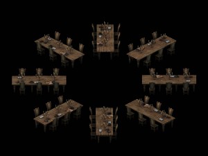 library - reading tables and chairs 01 Modèle 3D
