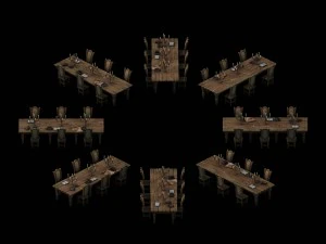 library - reading tables and chairs 01 3D Model