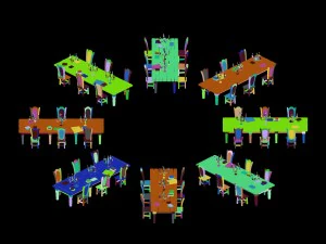 library - reading tables and chairs 01 3D Model